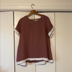 FLASH SALE | LEAVING THIS WEEK! 
WONDERLAND Mauve Blouse with White Accent